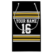 Zwart met Gold White Stripes Team Jersey Klein Cadeauzakje (Achterkant)