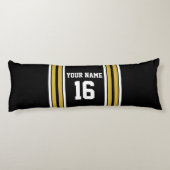 Zwart met Gold White Stripes Team Jersey Lichaamskussen (Achterkant)