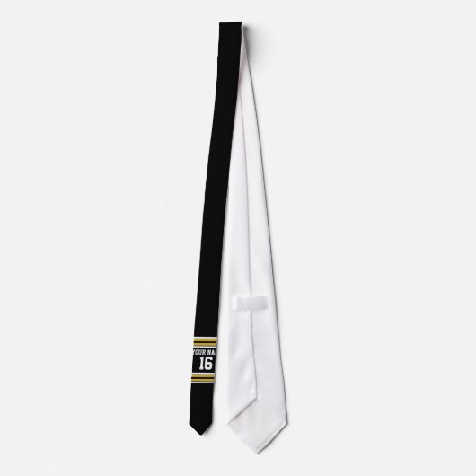 Zwart met Gold White Stripes Team Jersey Stropdas (Achterkant)