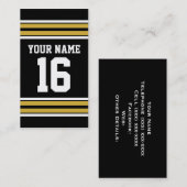 Zwart met Gold White Stripes Team Jersey Visitekaartje (Voorkant / Achterkant)