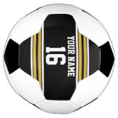 Zwart met Gold White Stripes Team Jersey Voetbal (Gedraaid)