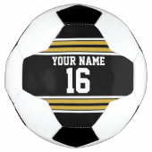 Zwart met Gold White Stripes Team Jersey Voetbal (Voorkant)