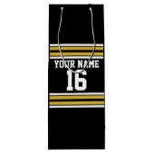 Zwart met Gold White Stripes Team Jersey Wijn Cadeautas (Achterkant)