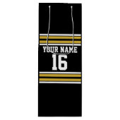 Zwart met Gold White Stripes Team Jersey Wijn Cadeautas (Voorkant)
