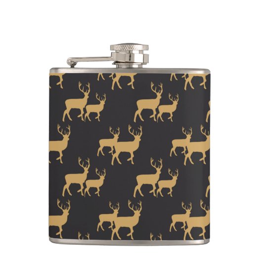 ZWART MET GOUD KERSTRENDIER HEUPFLES (Voorkant)