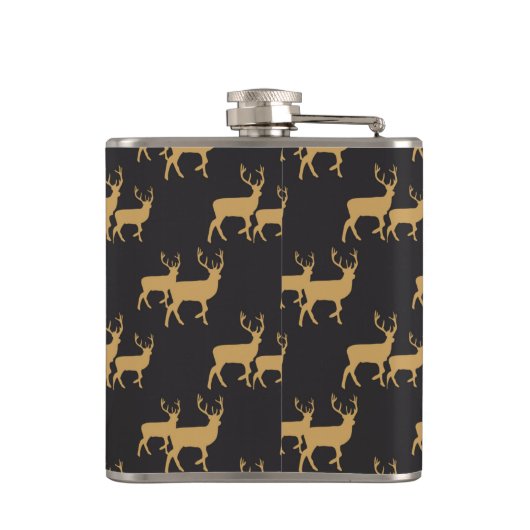 ZWART MET GOUD KERSTRENDIER HEUPFLES (Achterkant)