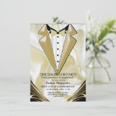 Zwart met goud op Champagne Silk Bachelor Party (Staand voorkant)