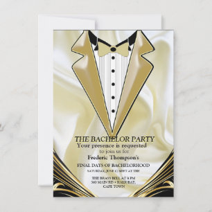 Zwart met goud op Champagne Silk Bachelor Party
