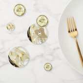 Zwart met goud op Champagne Silk Confetti (Groep)