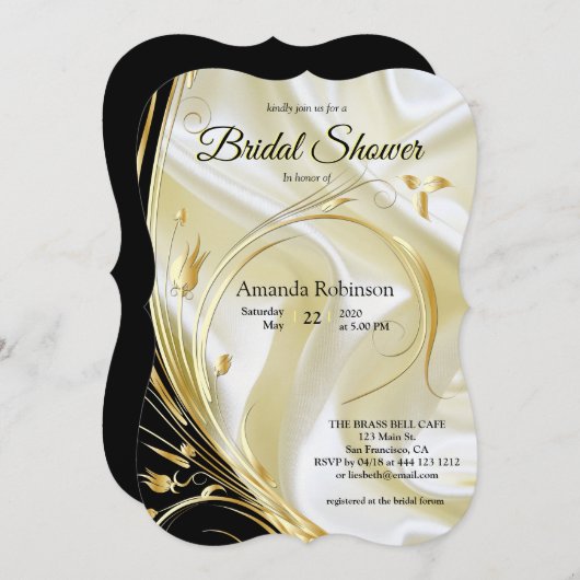 Zwart met goud op Champagne Silk Kaart (Voorkant / Achterkant)