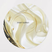 Zwart met goud op Champagne Silk Labels (Design 1)