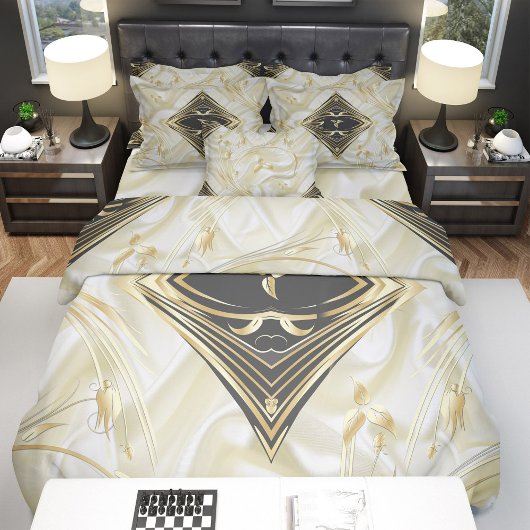 Zwart met goud op Champagne Silk receptie All In One Uitnodiging