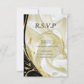 Zwart met goud op Champagne Silk RSVP Kaartje (Voorkant)