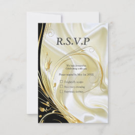 Zwart met goud op Champagne Silk RSVP Kaartje