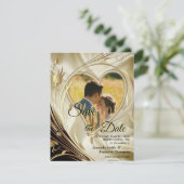 Zwart met Goud op Champagne Silk Save the Date Aankondiging (Staand voorkant)