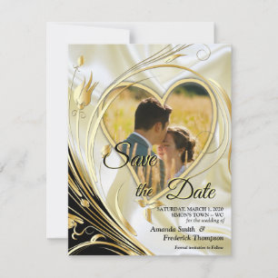 Zwart met Goud op Champagne Silk Save the Date Aankondiging