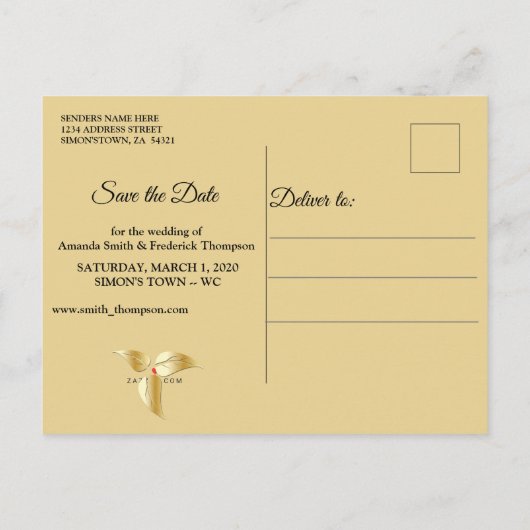 Zwart met Goud op Champagne Silk Save the Dates Aankondigingskaart (Achterkant)