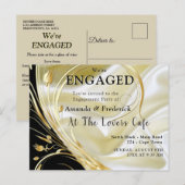 Zwart met goud op Champagne Silk Uitnodiging Briefkaart (Voorkant / Achterkant)