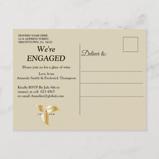 Zwart met goud op Champagne Silk Uitnodiging Briefkaart (Achterkant)