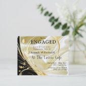 Zwart met goud op Champagne Silk Uitnodiging Briefkaart (Staand voorkant)