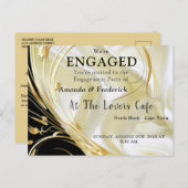 Zwart met goud op Champagne Silk Uitnodiging Briefkaart (Voorkant / Achterkant)