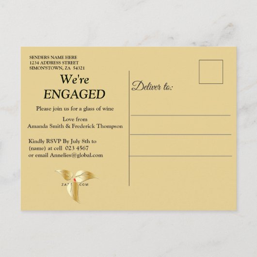 Zwart met goud op Champagne Silk Uitnodiging Briefkaart (Achterkant)