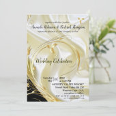 Zwart met Goud op Champagne Zijde Bruiloft Kaart (Staand voorkant)