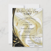 Zwart met Goud op Champagne Zijde Paar Douche Kaart (Voorkant)