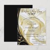 Zwart met Goud op Champagne Zijde Paar Douche Kaart (Voorkant / Achterkant)
