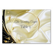 Zwart met Goud op Champagne Zijde Tafelkaarten Kaart (Voorkant)