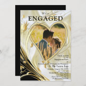 Zwart met Goud op Champagne Zijde Verloving Kaart (Voorkant / Achterkant)