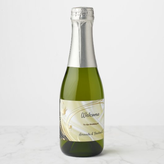 Zwart met Goud op Mousserende Wijnzijde Sparkling Wijnetiket (Voorkant)