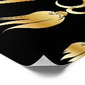 Zwart met Goud op Zijde textuur Poster (Hoek)