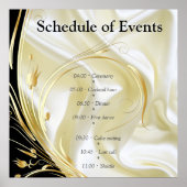 Zwart met Goud op Zijde textuur Poster (Voorkant)