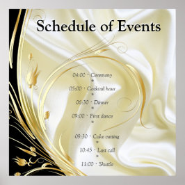 Zwart met Goud op Zijde textuur Poster