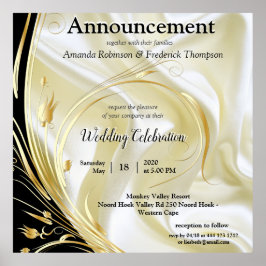 Zwart met Goud op Zijde textuur Poster