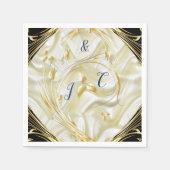 Zwart met Goud op zijde textuur Servet (Voorkant)