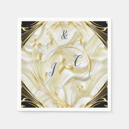 Zwart met Goud op zijde textuur Servet