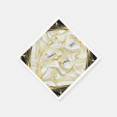 Zwart met Goud op zijde textuur Servet (Hoek)