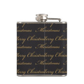 ZWART MET GOUD VROLIJK KERSTMIS IN SCRIPT HEUPFLES (Achterkant)