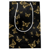 ZWART MET GOUDE BUTTERFLIES MEDIUM CADEAUZAKJE (Voorkant)