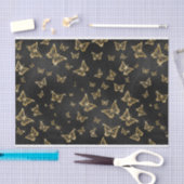 ZWART MET GOUDE BUTTERFLIES TISSUEPAPIER (Craft)