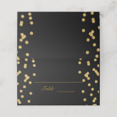 Zwart met gouden Confetti Plaatskaartje (Buitenkant ongevouwen)