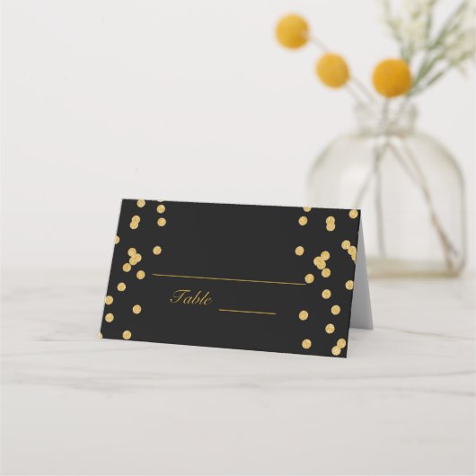 Zwart met gouden Confetti Plaatskaartje (Voorkant)