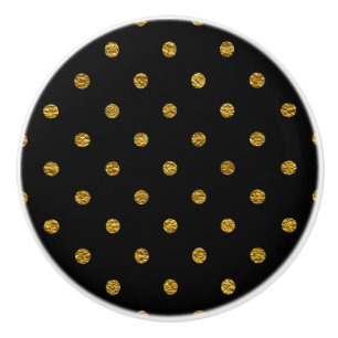 Zwart met Gouden Faux Folie Polka Dots Modern Keramische Knop