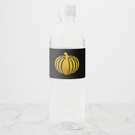 Zwart met Gouden Folie Pompoen Water Fles Label Waterfles Etiket