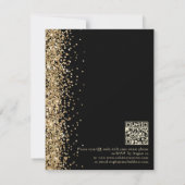 Zwart met Gouden Glitter QR Code Bruiloft Kaart (Achterkant)