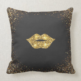 Zwart met gouden glitters en gouden lippen kussen