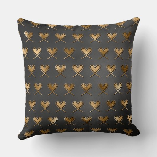 Zwart met gouden harten kussen (Achterkant)