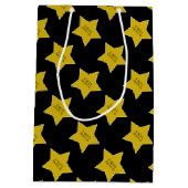 Zwart met gouden Hollywood sterren Gelukkige Verja Medium Cadeauzakje (Achterkant)